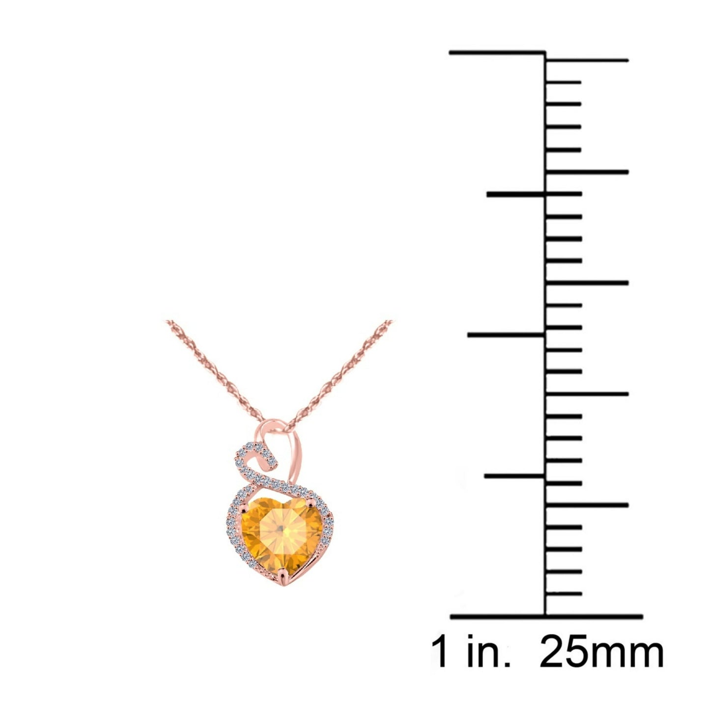 4.0 Carat Heart Shape Gemstone With Round Natural White Diamond Heart Design Pendant Necklace For Woman Crafted In 10k Rose Gold With 18" Gold Plated Over 925 Sterling Silver Box Chain