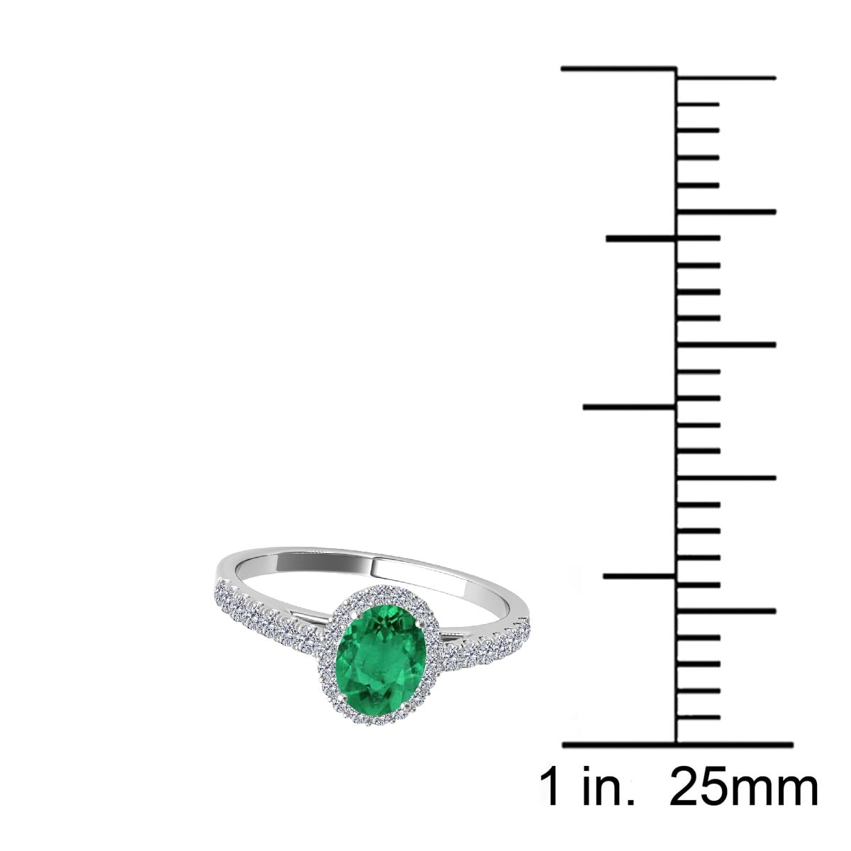 10K Gemstone And Diamond Ring (size 5-9) In Solid Rose, White, Yellow Gold with 0.65 Carat (I-J, I1-I2) Oval Shape Emerald, Best Valentinesday Gift