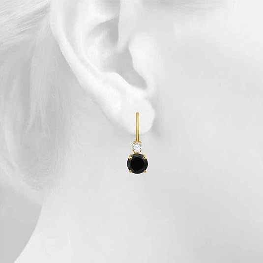 1.00 Carats Elegant leverback 2 Centre Black Diamonds & 2 White Diamonds Earrings for Women crafted in 14k Rose, White & Yellow Gold Prong-Setting Gemstone Wedding Jewelry Collection