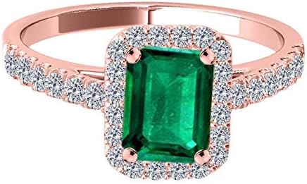 1.20 Cttw (I-J, I1-I2) Emerald Cut Emerald And Natural Diamond Ring For Women in 14K Rose, White, Yellow Gold Sold By Aone Jewelry, Best Valentinesday Gift
