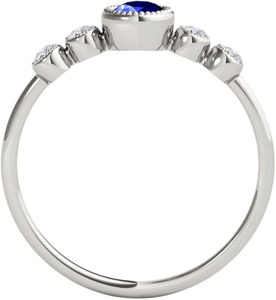 0.31 Cttw Natural Round Shape Tanzanite Gemstone And White Diamond Ring made in 14K Rose, White, Yellow Gold