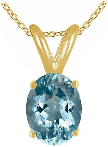 0.22Ct Oval Aquamarine Pendant in 14k Yellow Gold