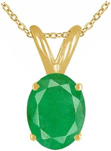 0.25Ct Oval Emerald Pendant in 14k Yellow Gold