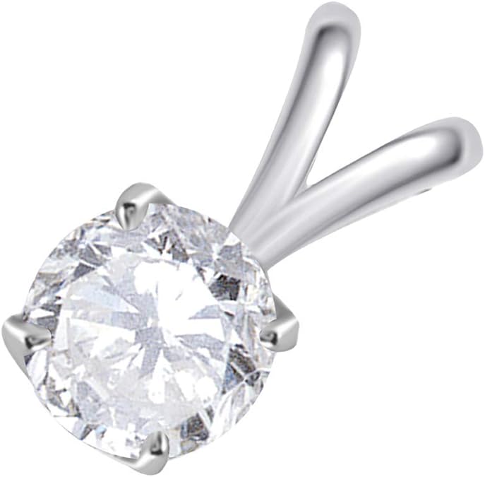 AoneJewelry 0.33 CT Round White Diamond Solitaire Pendant In 14K White Gold, Best Valentinesday Gift