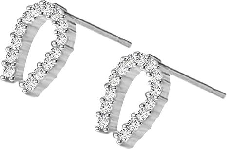 Aone Jewelry 0.60 Carat Lab-Grown White Diamond (E-F, SI1-SI2) Horseshoe Earrings For Women In 10K Solid Rose, White & Yellow Gold.