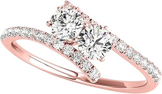 Diamond Engagement Ring For Women 0.50 Carat Brilliant Round Shape Lab Grown Diamond 28 Stone Engagement Aniversary Ring In 10K Solid Rose, White & Yellow Gold By AoneJewelry Collection