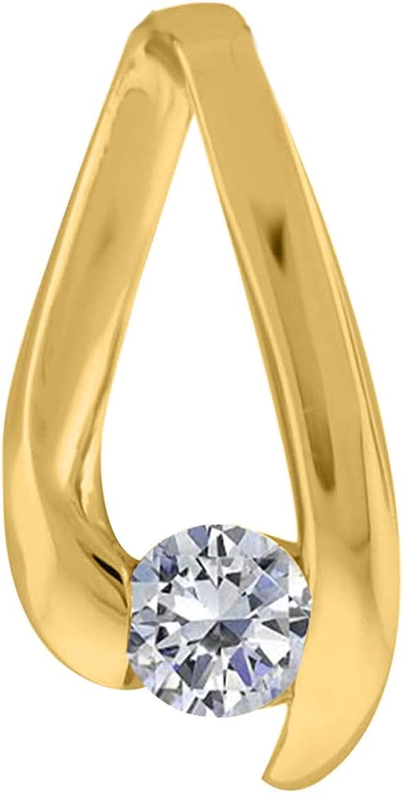 0.25 Carat Lab-Grown Round Diamond Channel-Set Pendant Necklace For Women In 10K Rose, Yellow and White Gold with Gold Plated 925 Sterling Silver 18" Box Chain