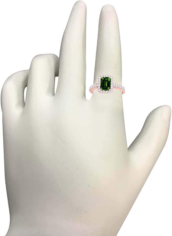 1.20 Cttw (I-J, I1-I2) Emerald Cut Emerald And Natural Diamond Ring For Women in 14K Rose, White, Yellow Gold Sold By Aone Jewelry, Best Valentinesday Gift
