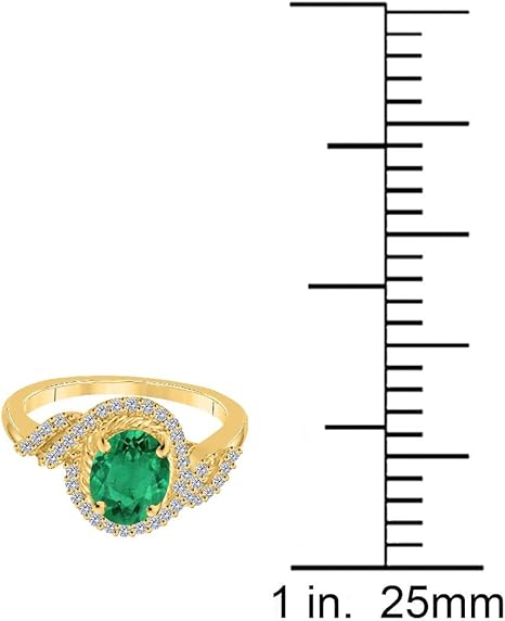 Aonejewelry 1.45 Ct. Halo Emerald And Diamond Ring In 10K Rose, White & Yellow Gold, Best Valentinesday Gift