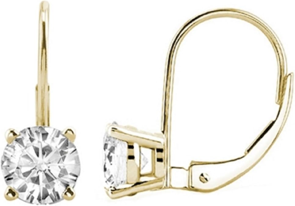 1.75 Carats Round White Diamond Leverback Earrings for Women in 14K White Yellow Rose Gold Prong-Setting