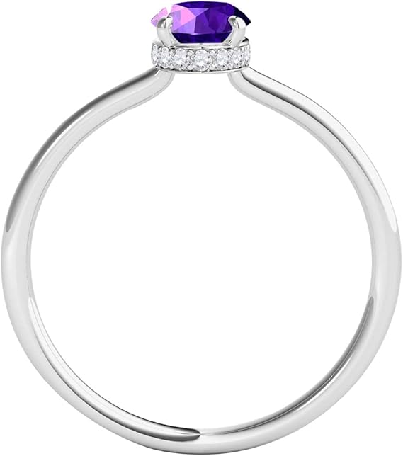 1.45 Cttw Oval Shape Amethyst And White Diamond (H-I, I1-I2) made in 10K Rose, White, Yellow Gold