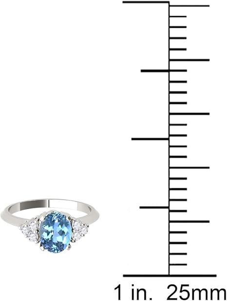 1.55 Carat Blue Topaz & Diamond 10K White Gold Gemstone Ring For Women's, Best Valentinesday Gift