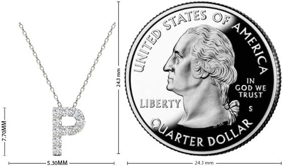 AoneJewelry 0.10 Carat Natural White Diamond Initial P Pendant Necklace For Women In 14K Yellow and White Gold with 18" Gold Cable Chain