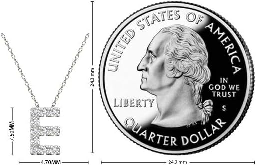 AoneJewelry 0.11 Carat Natural White Diamond Initial E Pendant Necklace For Women In 14K Yellow and White Gold with 18" Gold Cable Chain