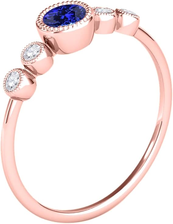 0.31 Cttw Natural Round Shape Tanzanite Gemstone And White Diamond Ring made in 14K Rose, White, Yellow Gold