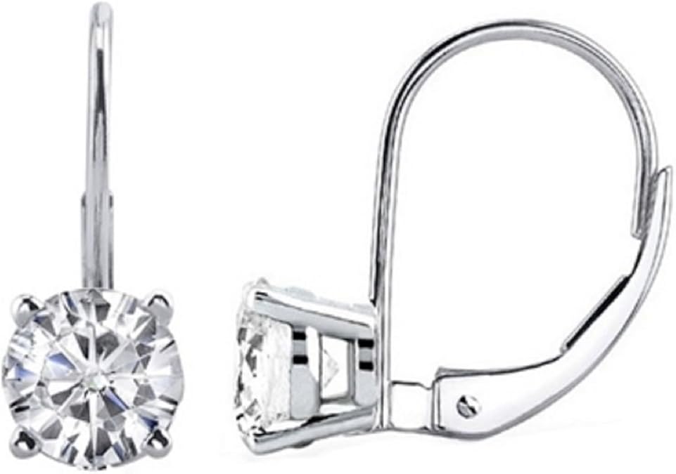 1.75 Carats Round White Diamond Leverback Earrings for Women in 14K White Yellow Rose Gold Prong-Setting