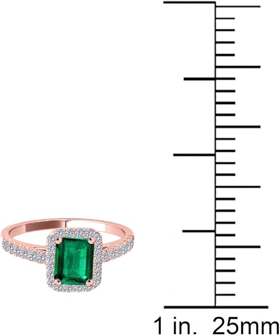 1.20 Cttw (I-J, I1-I2) Emerald Cut Emerald And Natural Diamond Ring For Women in 14K Rose, White, Yellow Gold Sold By Aone Jewelry, Best Valentinesday Gift
