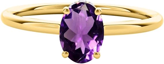 1.45 Cttw Oval Shape Amethyst And White Diamond (H-I, I1-I2) made in 10K Rose, White, Yellow Gold