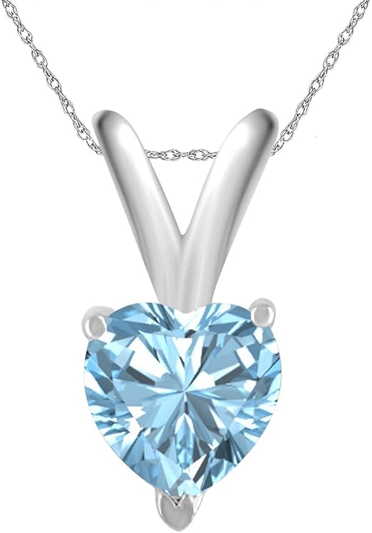 0.95Ct Heart Pendant in 14k White Gold (7 mm), Best Valentinesday Gift