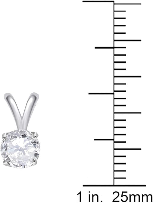 AoneJewelry 0.40 CT Round White Diamond Solitaire Pendant In 14K White Gold, Best Valentinesday Gift