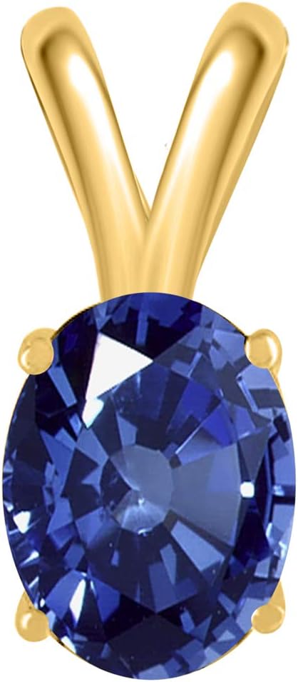 1.20Ct Oval Sapphire Pendant in 14k Yellow Gold (8x6 mm), Best Valentinesday Gift