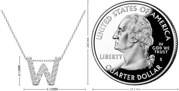 AoneJewelry 0.15 Carat Natural White Diamond Initial W Pendant Necklace For Women In 14K Yellow and White Gold with 18" Gold Cable Chain