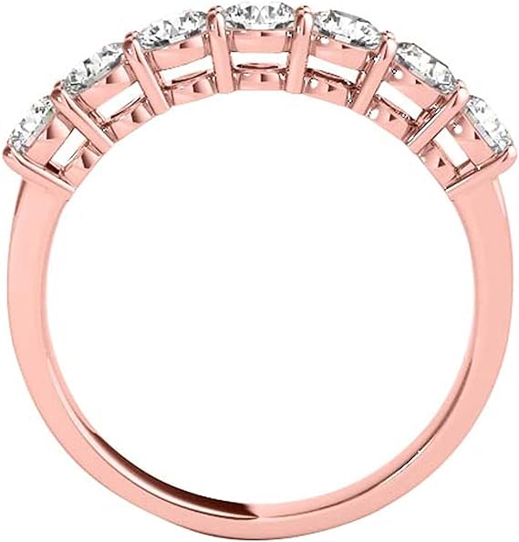 Diamond Engagement Ring For Women 0.75 Carat Round Shape Lab Grown Diamond 7 Stone Engagement Aniversary Ring Band In 10K Solid Rose Yellow White Gold By AoneJewelry Collection