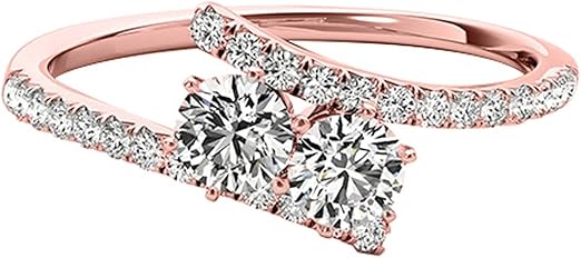 Diamond Engagement Ring For Women 0.50 Carat Brilliant Round Shape Lab Grown Diamond 28 Stone Engagement Aniversary Ring In 10K Solid Rose, White & Yellow Gold By AoneJewelry Collection
