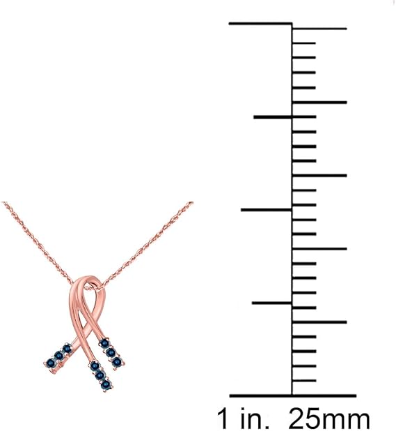 Aone Jewelry 0.35 Carat Natural Blue Diamond Wavy Loop Knot Pendant Necklace For Woman Crafted In 10k Rose White And Yellow Gold With 18" Gold Plated Over 925 Sterling Silver Box Chain
