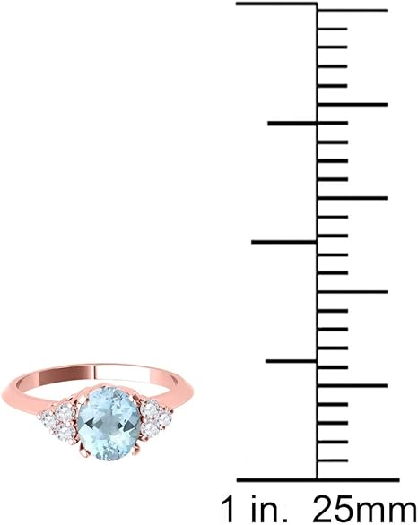 1.55 Carat Aquamarine & Diamond Gemstone Ring In 10K Solid Rose Gold, Best Valentinesday Gift
