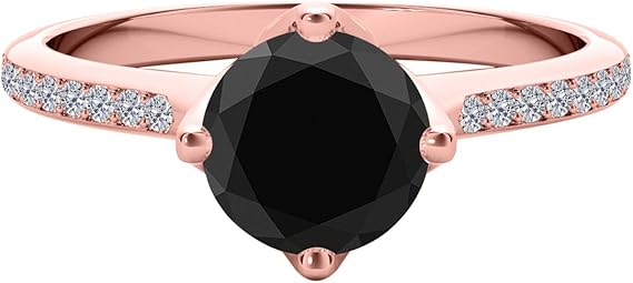 AoneJewelry Aone Jewelry 1.15 Cttw Round Shape Black And White Diamond Engagement Ring (size 5-9) made in 14K Rose, White, Yellow Gold Cathederal Style, Best Valentinesday Gift
