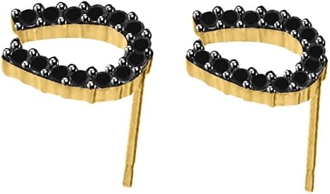 Aone Jewelry 0.70 Carat Natural Black Diamond (Black, SI1-SI2) Horseshoe Earrings For Women In 10K Solid Rose, White & Yellow Gold.