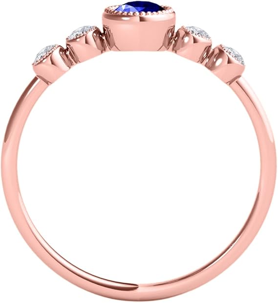 0.31 Cttw Natural Round Shape Tanzanite Gemstone And White Diamond Ring made in 14K Rose, White, Yellow Gold