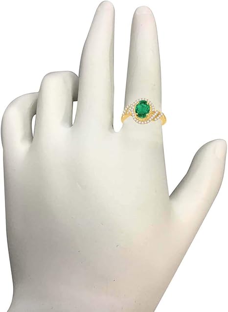 Aonejewelry 1.45 Ct. Halo Emerald And Diamond Ring In 10K Rose, White & Yellow Gold, Best Valentinesday Gift