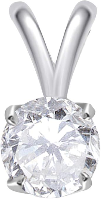 AoneJewelry 0.33 CT Round White Diamond Solitaire Pendant In 14K White Gold, Best Valentinesday Gift