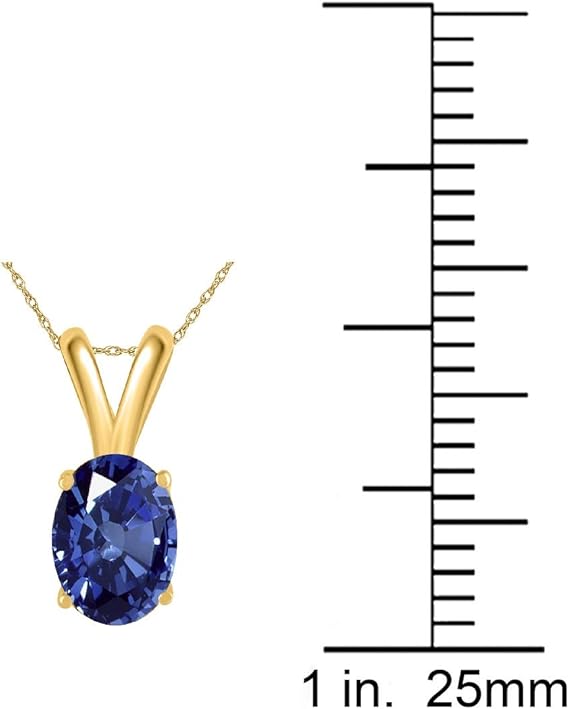 1.20Ct Oval Sapphire Pendant in 14k Yellow Gold (8x6 mm), Best Valentinesday Gift