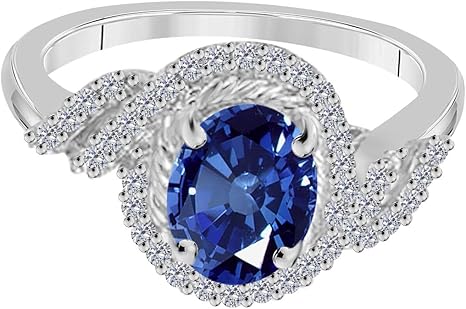 AoneJewelry 1.45 Ct. Created Sapphire And Diamond Ring crafted In 10K Rose, White & Yellow Gold, Best Valentinesday Gift