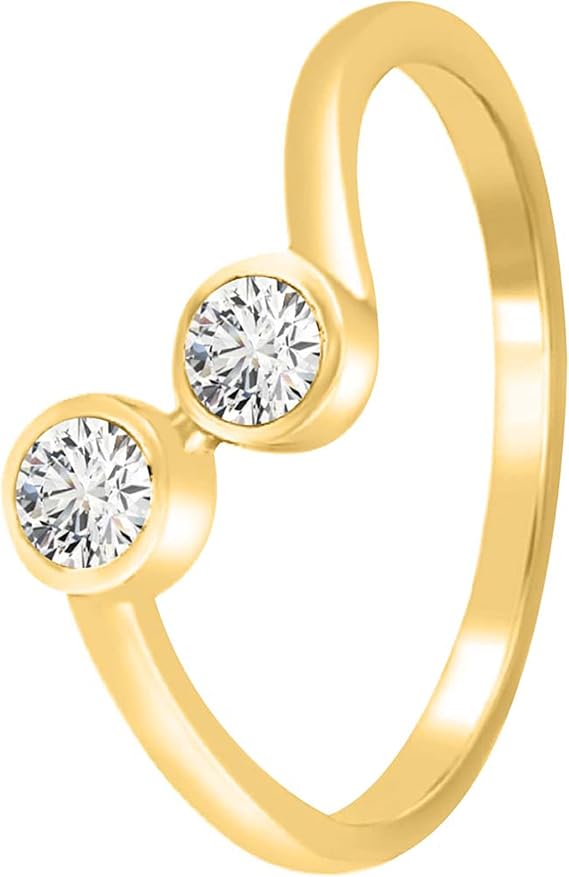 Diamond Engagement Ring For Women 0.25 Carat Round Shape White Diamond Prong Setting 2 Stones Engagement Aniversary Ring In 14K Solid Rose, White & Yellow Gold By AoneJewelry Collection