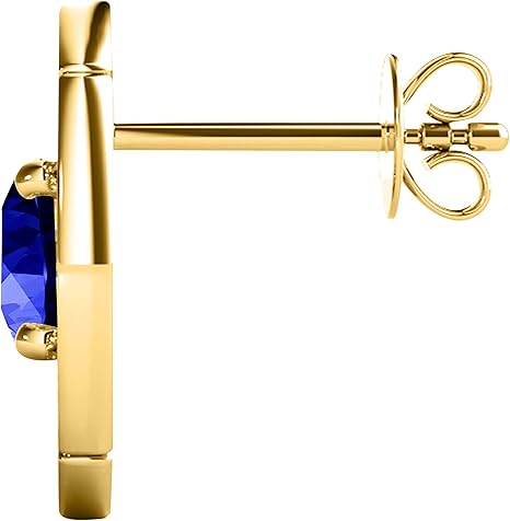 Gemstone Diamond Studs Earrings For Women 1.50 Carat 5MM Round Tanzanite With Natural Round White Diamond Studs Push Back Earrings For Ladies In 10K Solid Rose White Yellow Gold Best Jewelry Gift For Her By Aone Jewelry