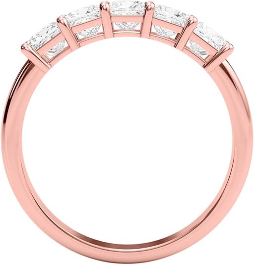 2.00 Carat Lab-Grown Princess-cut White Diamond Wedding/Engagement Band For Women/Girls In 14K Rose, Yellow & White Gold