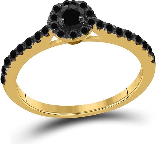 Diamond Engagement Ring For Women 0.55 Carat Round Shape Black Diamond Prong Setting 29 Stones Engagement Aniversary Ring In 925 Sterling Silver Solid Rose, White & Yellow Gold By AoneJewelry Collection