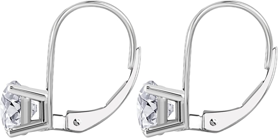 14K White Gold 0.20 Carat Lab Grown White Diamond Leverback Dangle Earrings