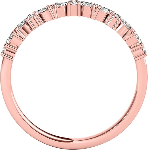 AoneJewelry 0.50 Cttw Marquise & Round Shape Lab-grown White Diamond Wedding Band made in 10K Rose, White, Yellow Gold