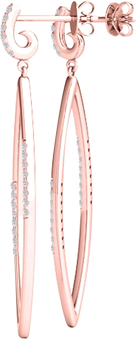 Diamond Drop Dangle Earrings For Women 0.25 Carat Natural Brilliant White Diamond Dangle Earrings For Ladies In 10K Solid Rose White Yellow Gold Best Jewelry Gift For Her By Aone Jewelry