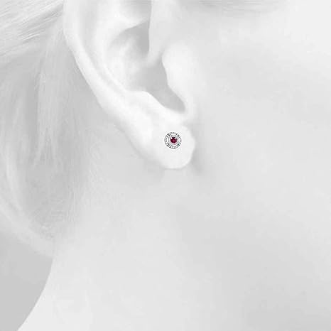 Gemstone Diamond Studs Earrings For Women 1.50 Carat 5MM Round Ruby With Natural Round White Diamond Studs Push Back Earrings For Ladies In 10K Solid Rose White Yellow Gold Best Jewelry Gift For Her By Aone Jewelry