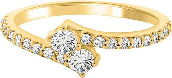 Diamond Engagement Ring For Women 0.50 Carat Round Shape White Diamond Prong Setting 22 Stones Engagement Aniversary Ring In 14K Solid Rose, White & Yellow Gold By AoneJewelry Collection