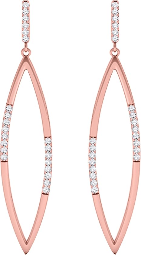 Diamond Drop Dangle Earrings For Women 0.25 Carat Natural Brilliant White Diamond Dangle Earrings For Ladies In 10K Solid Rose White Yellow Gold Best Jewelry Gift For Her By Aone Jewelry
