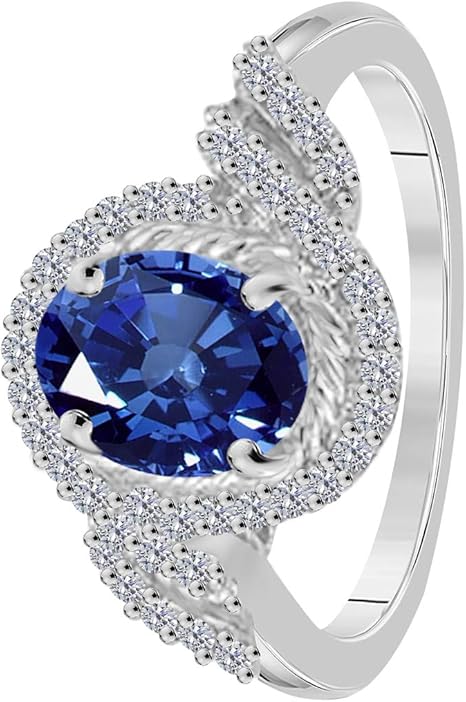 AoneJewelry 1.45 Ct. Created Sapphire And Diamond Ring crafted In 10K Rose, White & Yellow Gold, Best Valentinesday Gift
