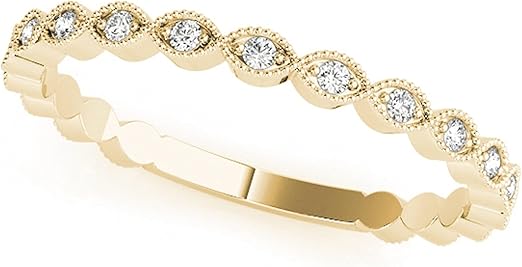 White Diamond Engagement Wedding Band In 14K Rose, White & Yellow Gold Aonejewelry 0.1 Carat 19 Stone Round Cut Prong Setting Jewelry Collection
