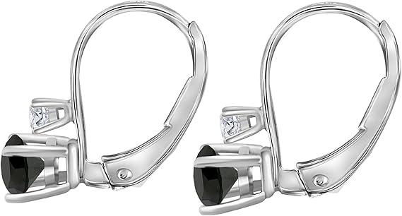 Black & White Diamond Leverback Earring for Women | 14K Rose, White & Yellow Gold 1.50 Carat 4 Stone Round Cut Prong Setting Genuine Diamond Wedding Jewelry Collection